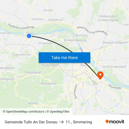 Gemeinde Tulln An Der Donau to 11., Simmering map