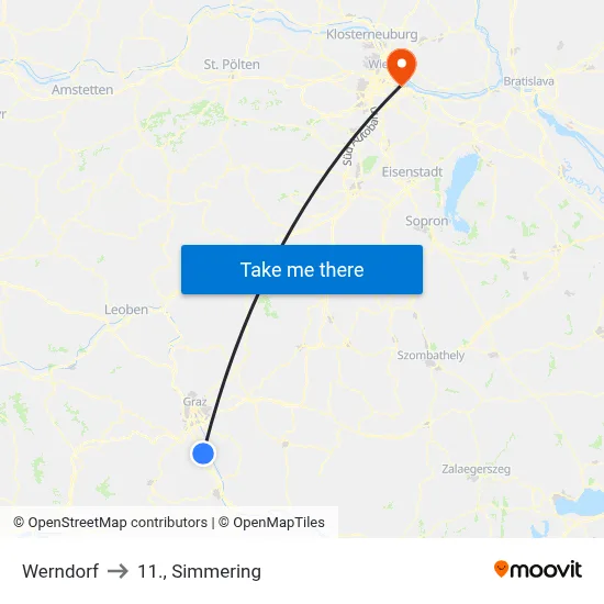 Werndorf to 11., Simmering map
