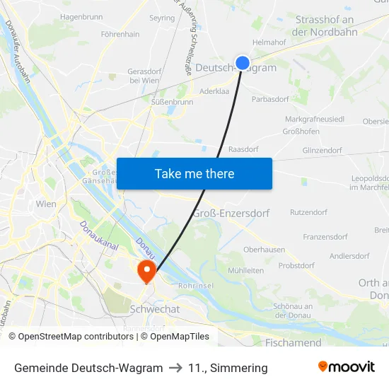Gemeinde Deutsch-Wagram to 11., Simmering map