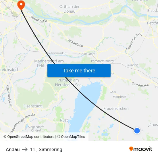 Andau to 11., Simmering map