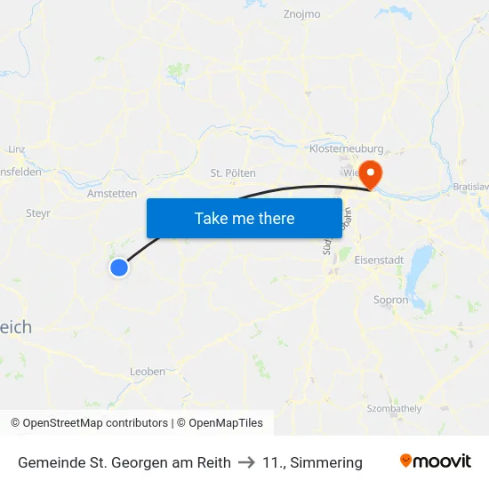 Gemeinde St. Georgen am Reith to 11., Simmering map