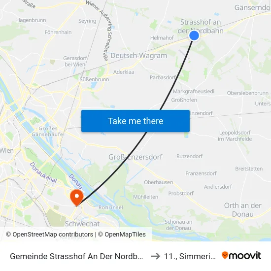 Gemeinde Strasshof An Der Nordbahn to 11., Simmering map