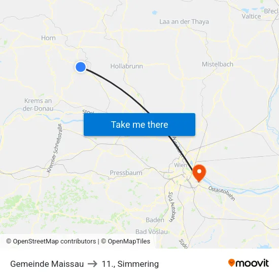 Gemeinde Maissau to 11., Simmering map
