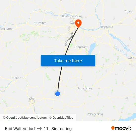 Bad Waltersdorf to 11., Simmering map