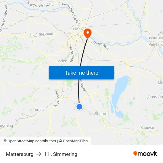 Mattersburg to 11., Simmering map