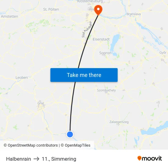 Halbenrain to 11., Simmering map
