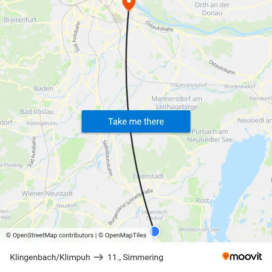 Klingenbach/Klimpuh to 11., Simmering map