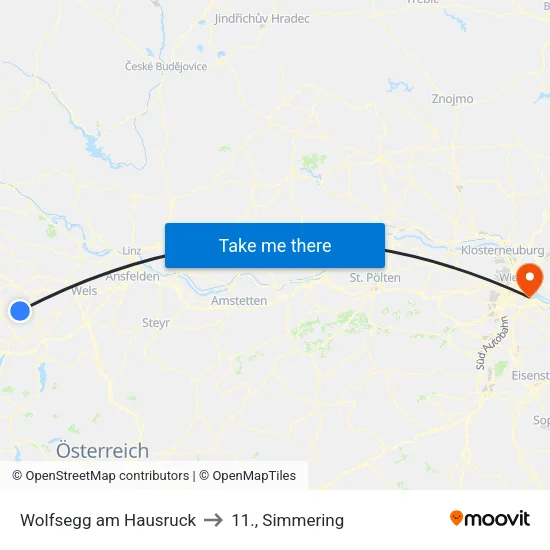 Wolfsegg am Hausruck to 11., Simmering map