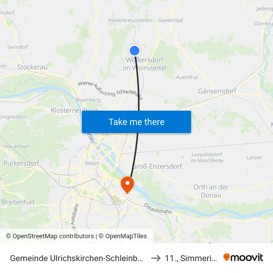 Gemeinde Ulrichskirchen-Schleinbach to 11., Simmering map