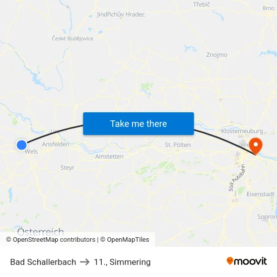 Bad Schallerbach to 11., Simmering map
