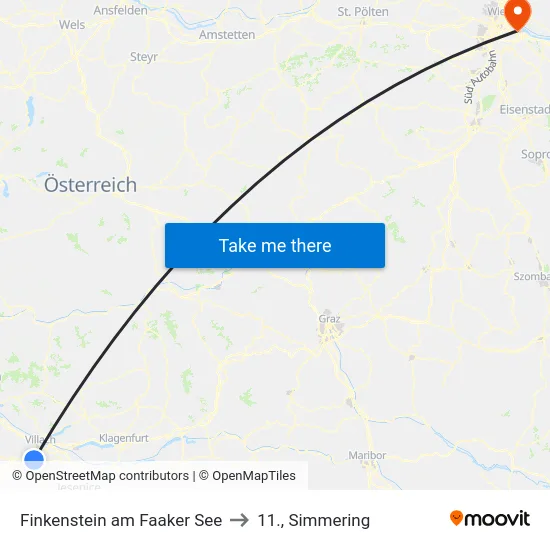 Finkenstein am Faaker See to 11., Simmering map