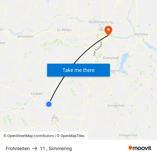 Frohnleiten to 11., Simmering map