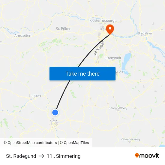 St. Radegund to 11., Simmering map