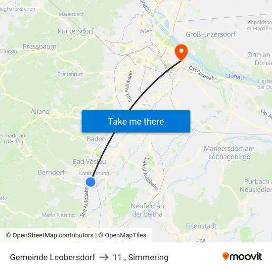 Gemeinde Leobersdorf to 11., Simmering map