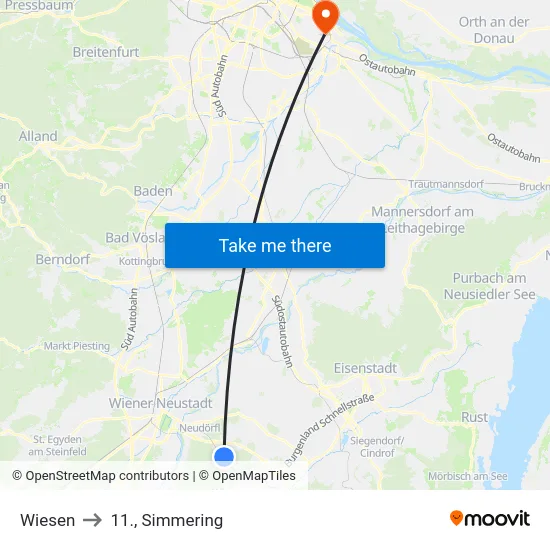 Wiesen to 11., Simmering map
