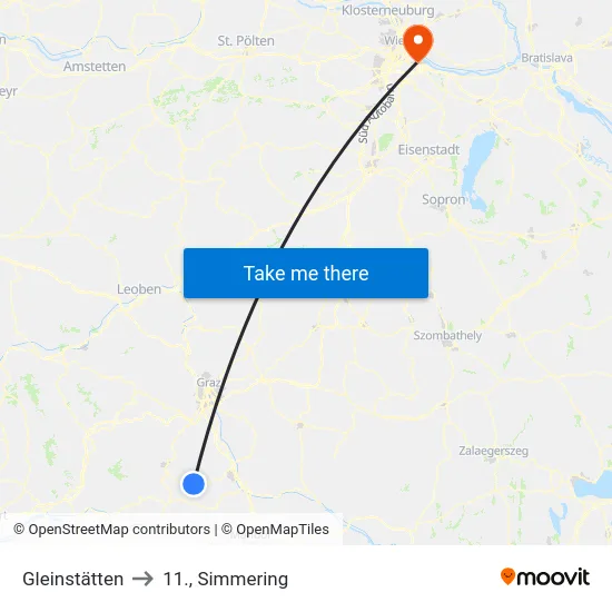 Gleinstätten to 11., Simmering map