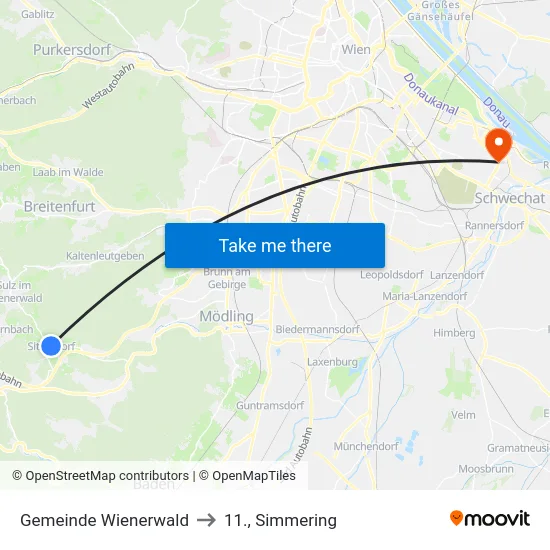 Gemeinde Wienerwald to 11., Simmering map