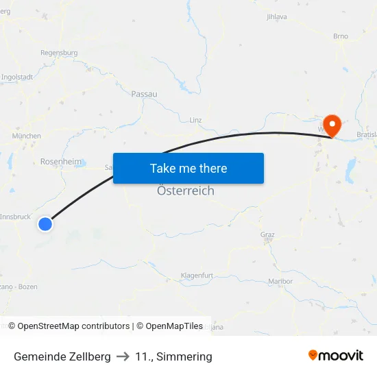Gemeinde Zellberg to 11., Simmering map