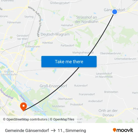 Gemeinde Gänserndorf to 11., Simmering map