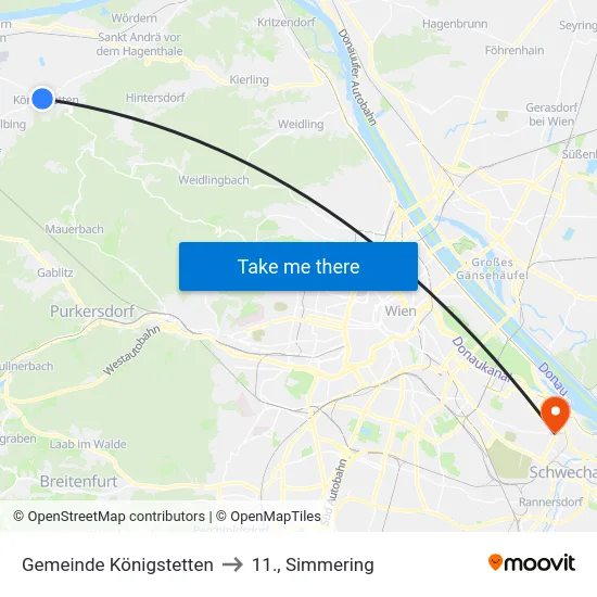 Gemeinde Königstetten to 11., Simmering map