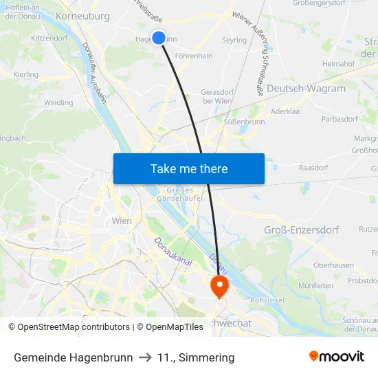 Gemeinde Hagenbrunn to 11., Simmering map