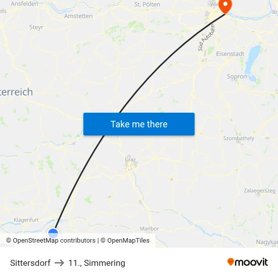 Sittersdorf to 11., Simmering map
