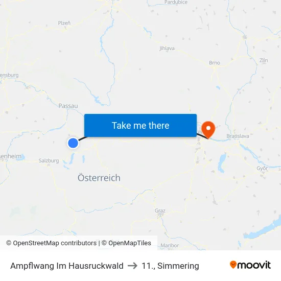 Ampflwang Im Hausruckwald to 11., Simmering map