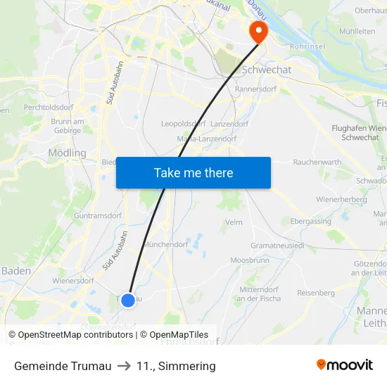 Gemeinde Trumau to 11., Simmering map