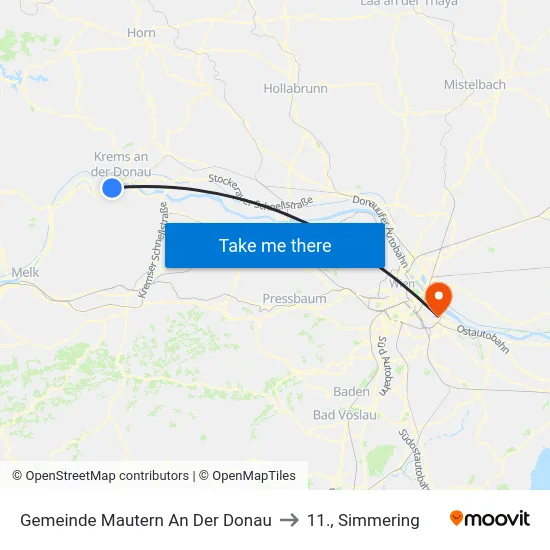 Gemeinde Mautern An Der Donau to 11., Simmering map