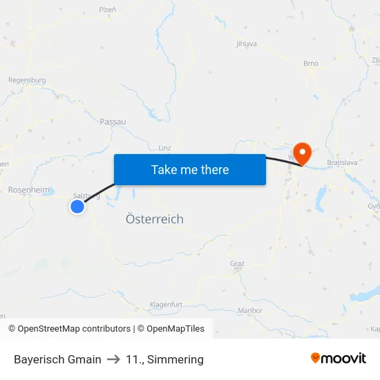 Bayerisch Gmain to 11., Simmering map