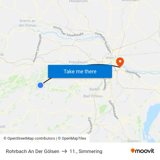 Rohrbach An Der Gölsen to 11., Simmering map