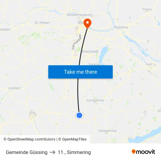 Gemeinde Güssing to 11., Simmering map
