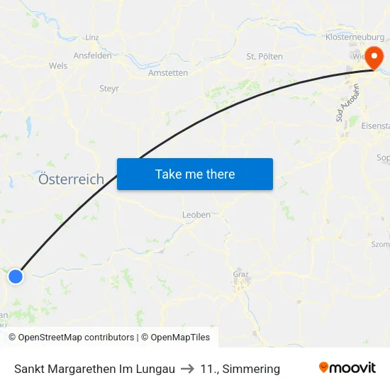 Sankt Margarethen Im Lungau to 11., Simmering map