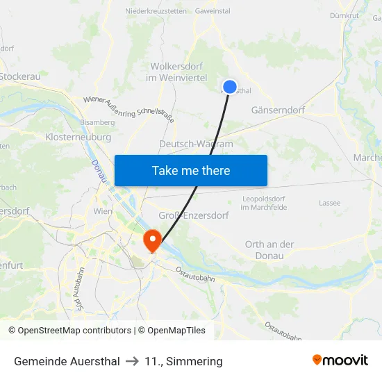Gemeinde Auersthal to 11., Simmering map