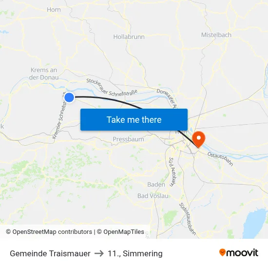 Gemeinde Traismauer to 11., Simmering map