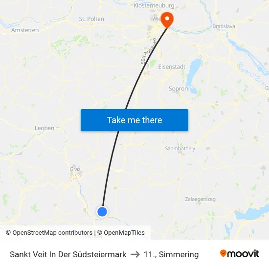Sankt Veit In Der Südsteiermark to 11., Simmering map