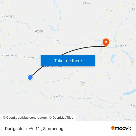 Dorfgastein to 11., Simmering map