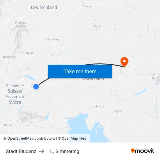 Stadt Bludenz to 11., Simmering map