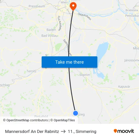 Mannersdorf An Der Rabnitz to 11., Simmering map