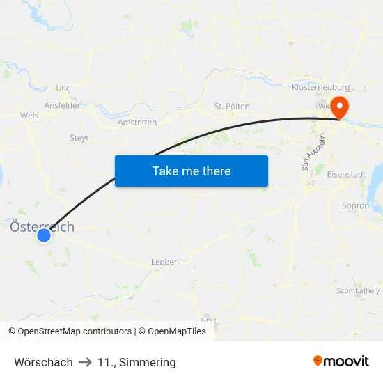 Wörschach to 11., Simmering map