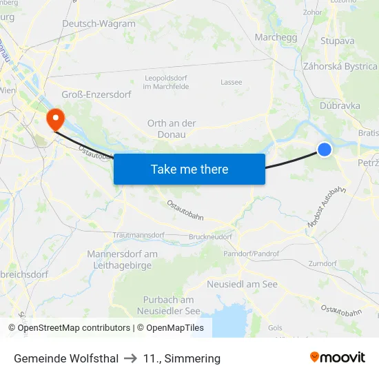 Gemeinde Wolfsthal to 11., Simmering map
