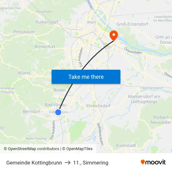 Gemeinde Kottingbrunn to 11., Simmering map