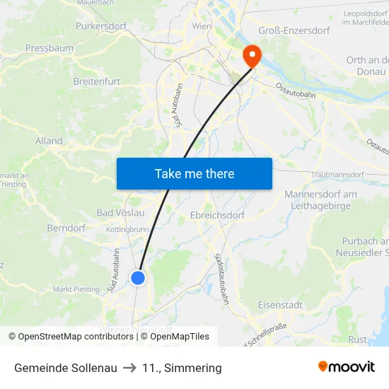 Gemeinde Sollenau to 11., Simmering map