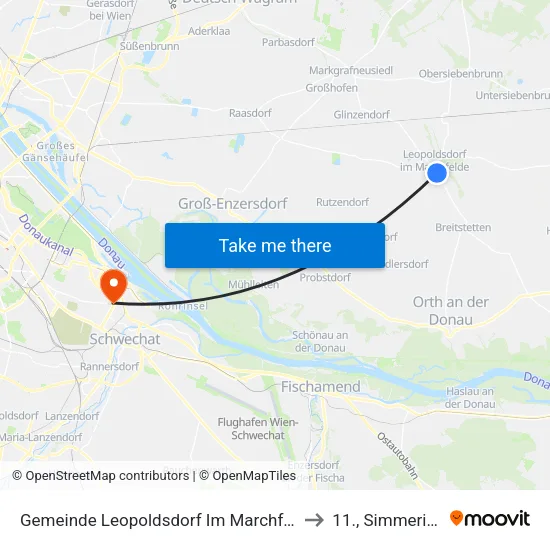 Gemeinde Leopoldsdorf Im Marchfeld to 11., Simmering map