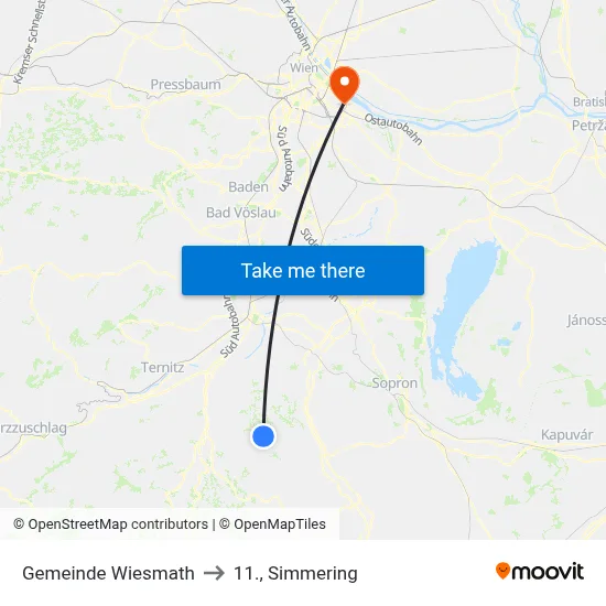 Gemeinde Wiesmath to 11., Simmering map
