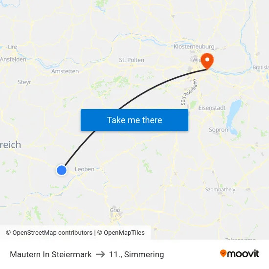 Mautern In Steiermark to 11., Simmering map