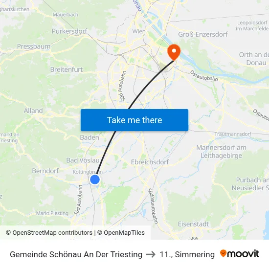 Gemeinde Schönau An Der Triesting to 11., Simmering map