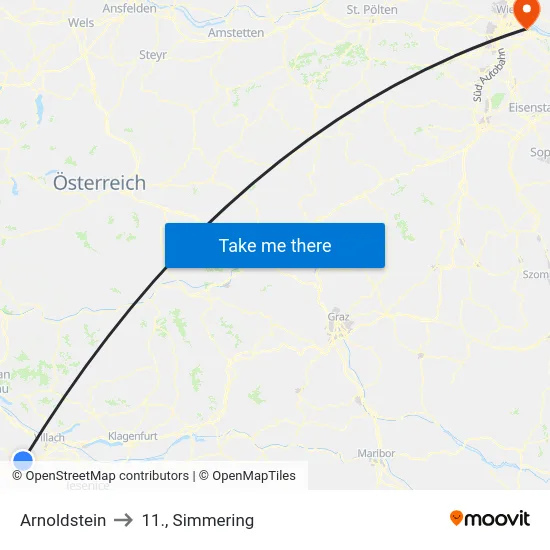 Arnoldstein to 11., Simmering map