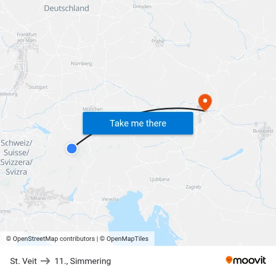 St. Veit to 11., Simmering map