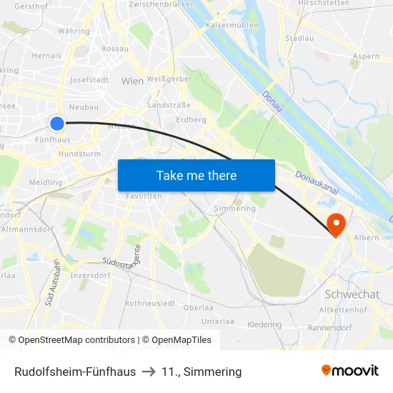 Rudolfsheim-Fünfhaus to 11., Simmering map